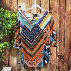 New Directions Roll Tab Sleeve Blouse Size L